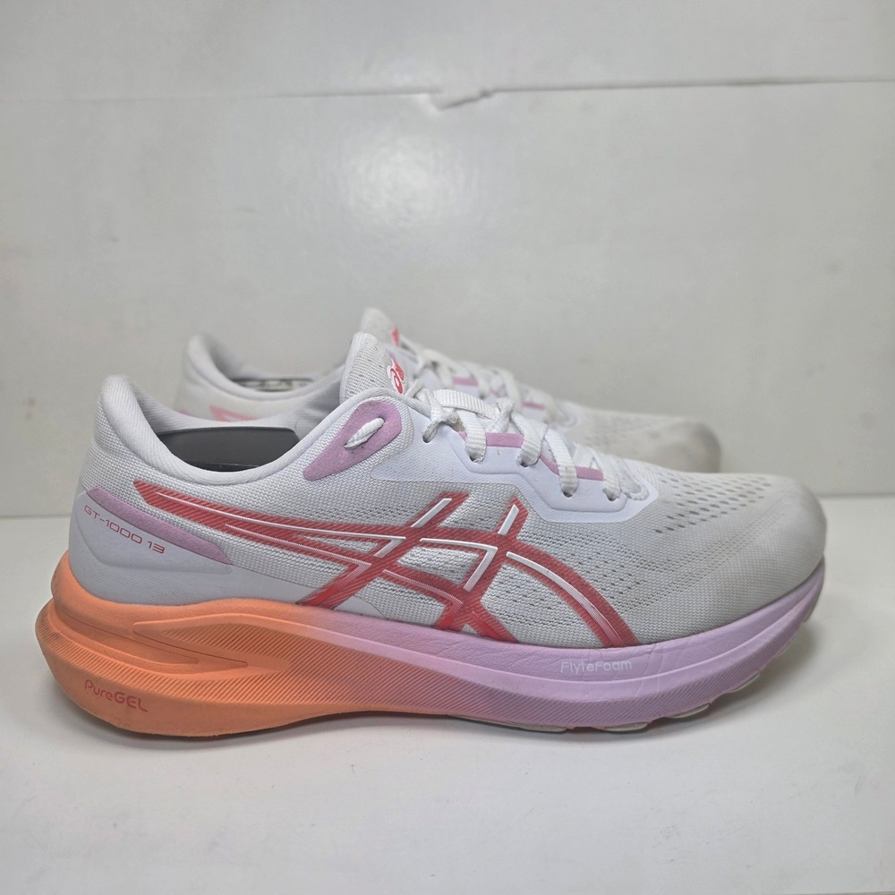 ASICS GT-1000 13 Womens 8.5 Running Shoes White Coral Lilac 1012B663